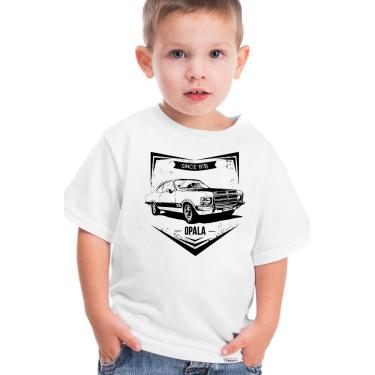 Imagem de Camiseta Branca Infantil Carro Clássico Chevrolet Opala