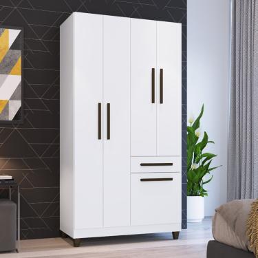 Imagem de Guarda Roupa Solteiro 5 Portas 1 Gaveta Laguna Faimec - Branco