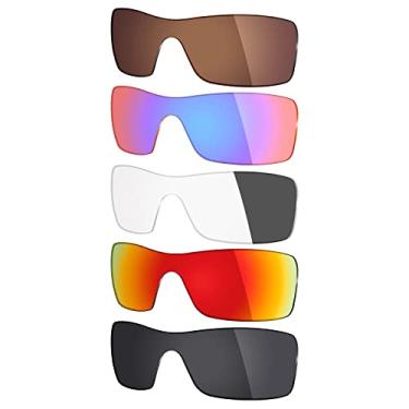 Imagem de 5 pares de lentes polarizadas de substituição Mryok para óculos de sol Oakley Batwolf – Stealth preto/vermelho fogo/cinza fotocromático/rosa cobalto/marrom bronze