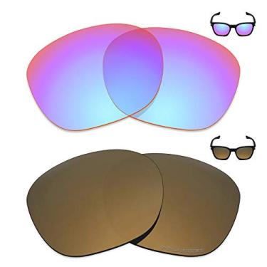 Imagem de Mryok+ 2 pares de lentes polarizadas de substituição para óculos de sol Oakley Garage Rock – rosa cobalto/bronze dourado