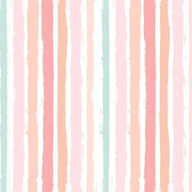 Imagem de Papel de Parede Listrado Tons Pastéis Colorido 57x270cm