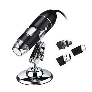 Imagem de Microscópio digital 1000X 8 LED com suporte compatível com Android Windows/XP Win 7 8 10 Vista Linux Mac Handheld Inspection Magnifier USB e MICRO USB e Type-C