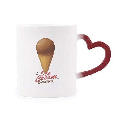Imagem de Caneca sensível ao calor marrom chocolate sorvete caneca vermelha muda de cor