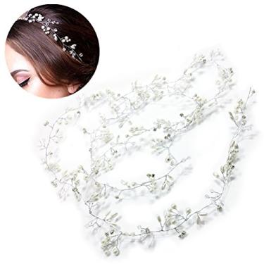 Imagem de Tiara de casamento Frcolor, tiara para noivas para madrinha e flores com pérolas para cabelo para mulheres e meninas (50 cm)