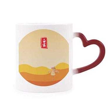 Imagem de Caneca circular branca orvalho vinte quatro, termo, sensível ao calor, caneca vermelha que muda de cor