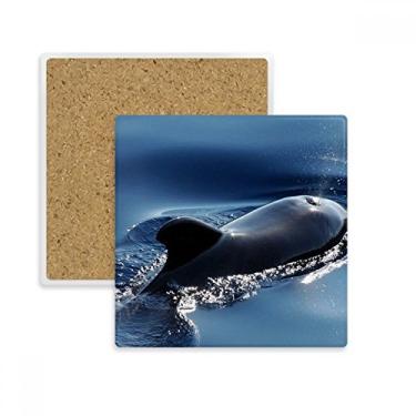 Imagem de Porta-copos quadrados, com imagem de natureza de baleia, mar, mar, água, oceano, copo, caneca, suporte de subplaca, pedra isolante