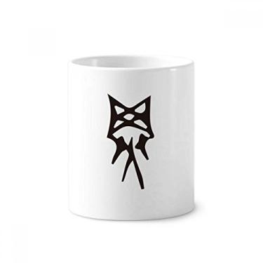 Imagem de Bone Inscription Personagem de sobrenome Chinês Luo Escova de Dentes Suporte Caneca, Suporte de Cerâmica