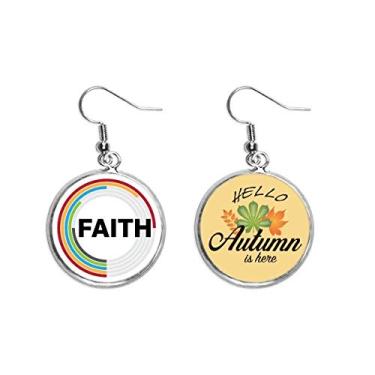 Imagem de Brinco de folha de outono com dados de proporção de índice de crença, joia