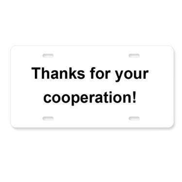Imagem de DIYthinker Thanks for Your Cooperation Symbol Placa de licença Carro Decoração Acessório de Aço Inoxidável