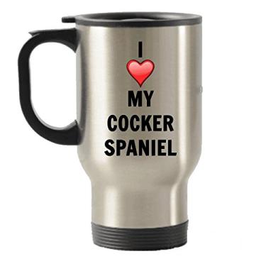 Imagem de I Love My Cocker Spaniel Caneca de aço inoxidável para viagem com isolamento térmico