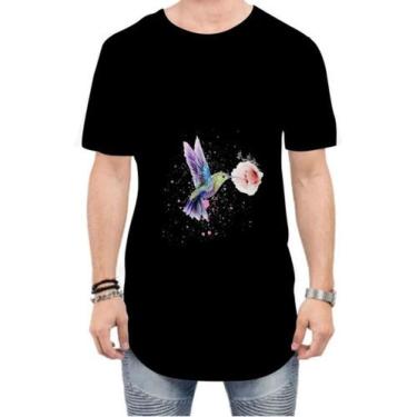 Imagem de Camiseta Long Line Beija Flor Troquilíneos Aves Pássaros - Estilo Vizu