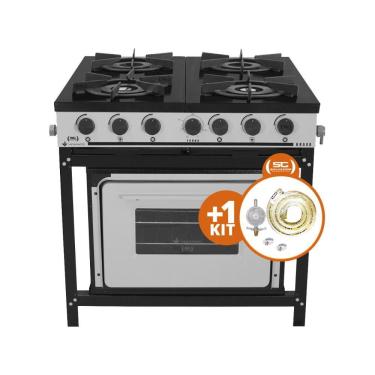 Imagem de KIT - Fogão Gás Bravo 4b BR4BF com Forno + Kit Gás 2KG - Venâncio