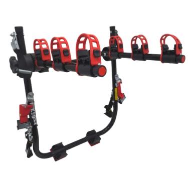 Imagem de Suporte para bicicleta Transbike para 3 bicicletas Preto tira Vermelha Carros Sedan Hatch
