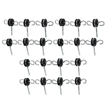 Imagem de Isoladores de Cerca Elétrica, 20 Peças de Parafuso Em Isoladores de Aço Galvanizado + Isolador de Rede de Arame de Polipropileno Isolador de Poste de Madeira Com Gancho