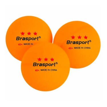 Imagem de Caixa Com 3 Bolas Para Tênis De Mesa  Gold Sports  Brasport 3 Estrelas - Laranja