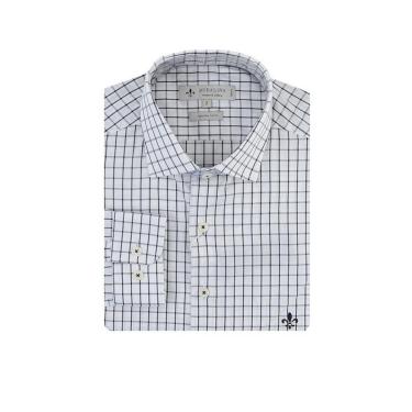 Imagem de Camisa Masculina Dudalina ML Slim Fit Xadrez Branca Xadrez Preto - 53042-Masculino