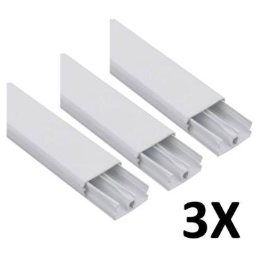 Imagem de Kit 3 Canaleta 2 Divisórias Cabos Fios Fita Dupla Face 2Mt