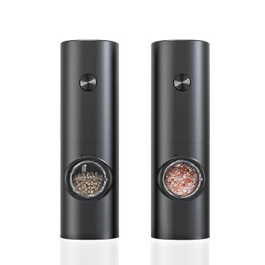 Imagem de Moinho elétrico de moedor de sal e pimenta com bateria automática, operação com uma mão, grossura ajustável, recarregável, saleiro e pimenteiro, moedor de pimenta,Black