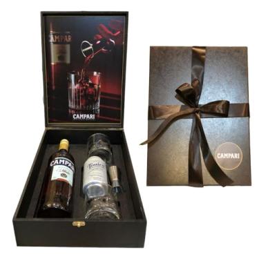 Imagem de Kit Campari 998ml + 2 Copos Vidro + Tonica + Dosador Presente