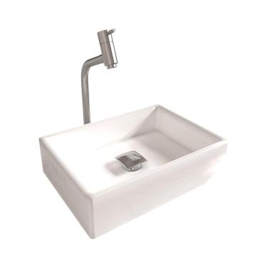 Imagem de Cuba Pia Banheiro Torino Torneira Dl08 Valvula Inox Click Branco Branco