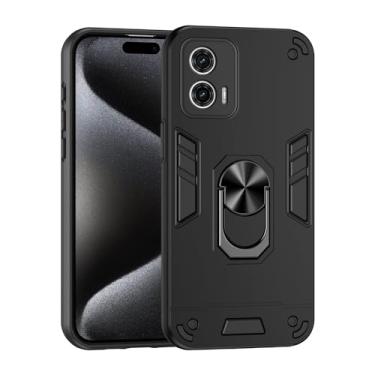 Imagem de Estojo Fino Compatible with Motorola Moto G73 Phone Case with Kickstand & Shockproof Military Grade Drop Proof Protection Rugged Protective Cover PC Matte Textured Sturdy Bumper Cases (Size : Black)