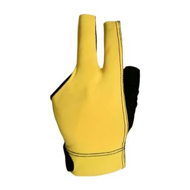 Imagem de kowaku Luvas de bilhar com 3 dedos, luvas de sinuca portáteis, resistentes ao desgaste, antiderrapantes, para academia, piscina, taco, luvas separadas para, amarelo
