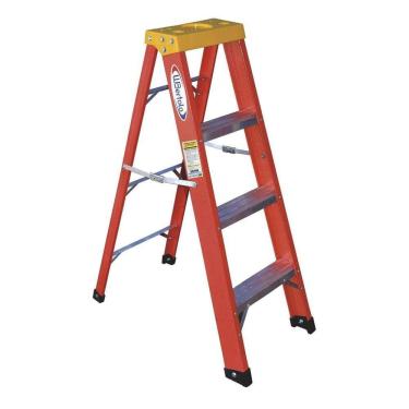 Imagem de Escada em Fibra Tesoura 3 Degraus 1,20m com Patamar Simples WBertolo