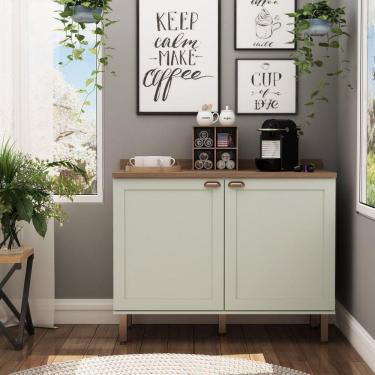 Imagem de Balcão Cantinho do Café Tampo MDF Iluminata Genialflex Verde Mint/Ébano