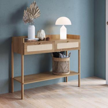 Imagem de Aparador 2 Gavetas 103cm Palhinha Pé Madeira Oslo Artesano Hanover