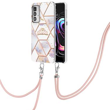 Imagem de NVWA Compatível com Motorola Case Motorola Edge 20 Pro, IMD personalizado coroa de mármore xadrez série flores capas de telefone finas à prova de arranhões à prova de choque capa protetora traseira