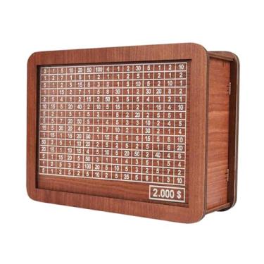 Imagem de ＫＬＫＣＭＳ Caixa de dinheiro com contador, recipiente para economizar dinheiro, cofrinho de madeira vintage com alvo de dinheiro, 2.000 dólares
