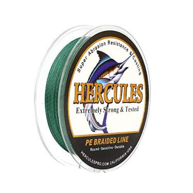 Imagem de Hercules Linha de pesca trançada super forte 4 fios super econômico de 1,8 kg a 2,3 kg Teste para água salgada, 109/328 / 547/1094 jardas (100 m / 300 m / 500 m / 1000 m), Diam# 0,08 mm - 0,55 mm Verde, 100LB(45.4KG)-0.55MM-109YDS(100M)