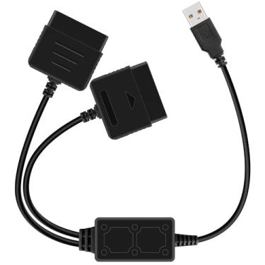 Imagem de OSTENT Adaptador usb duplo conversor cabo para sony playstation 1/2 ps um psx controlador com fio gamepad joystick para computador portátil