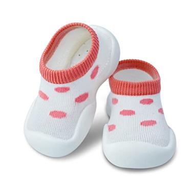 Imagem de Dookeh Meias de bebê para meninos e meninas, tênis, sapatos de caminhada para bebês com sola macia antiderrapante, A1 - Oncinha, rosa, 12-18 Meses
