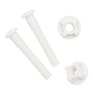 Imagem de Qualihome Substituição de parafusos de assento de vaso sanitário de plástico - Porcas duráveis - Parafusos para vaso sanitário - Ferragens de plástico - Instalação fácil para tampa de vaso sanitário