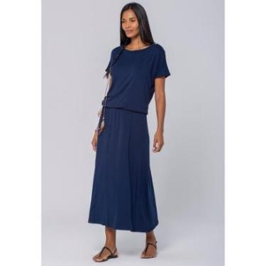 Imagem de Vestido Longo Morcego Malha Azul Marinho - P - Veste do 38 ao 40-Feminino