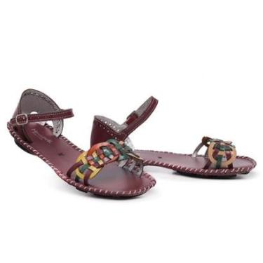 Imagem de Sandalia Feminina Ortopedica Couro Rasteirinha Artesanal Confortável Cor-Feminino