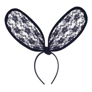 Imagem de Tvoip Bandanas de orelhas de coelho, acessório de fantasia preta sexy para coelhinha, faixas de orelha de coelho para cosplay, Halloween, decoração de festa de casamento (preto2)