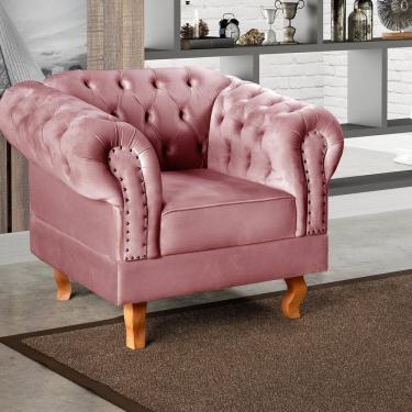 Imagem de Poltrona Dom Pedro Chesterfield Retrô Decorativa Rose