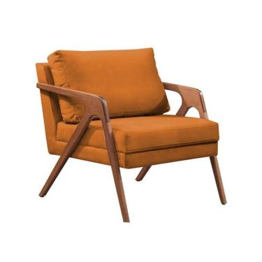 Imagem de Kit 2 Poltronas Decorativa Mona Luxo Veludo Terracota Base Madeira Maciça