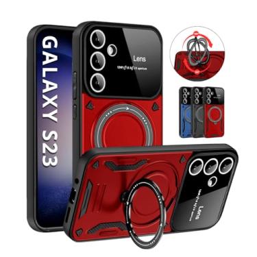 Imagem de Capa Capinha Case Armor Anel Magnetica Safe Para Galaxy S23 (Tela 6.1') + Anel Suporte + Proteção De Câmera + Carregamento Por Indução - Anti Impacto (Vermelho)