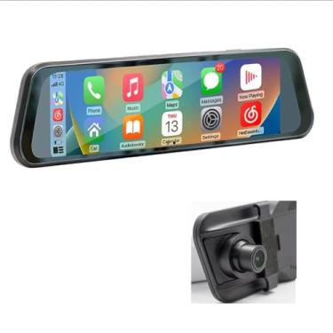 Imagem de XRC TECH Espelho retrovisor de tela sensível ao toque de 9,36 polegadas, gravador de vídeo estéreo para carro, câmera veicular, sem fio, CarPlay, Android, reprodutor de multimídia, compatível com