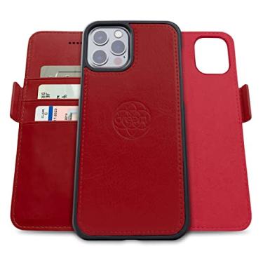 Imagem de Dreem Fibonacci 2-in-1 Wallet Case for Apple iPhone 12 Pro Max - Luxury Vegan Leather, Magnetic Detachable Shockproof Phone Case, RFID Card Protection, 2-Way Flip Stand - Red