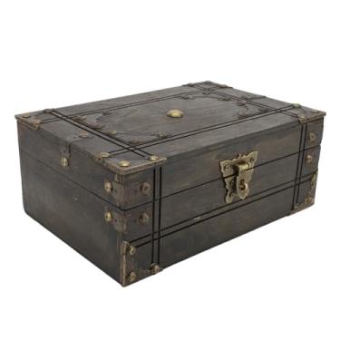 Imagem de Caixa Decorativa de Madeira para Viagem, Pequenos Baús de Armazenamento para Joias, Caixa para Festas Temáticas, Exibição de Quarto ou Decoração de Festa, Presentes de (Com chave