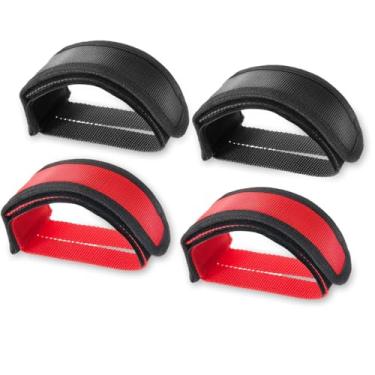 Imagem de 4 peças correias de pedal de bicicleta ajustáveis clipes de dedo do pé correias fita para bicicleta de engrenagem fixa antiderrapante duplo adesivo tiras de pés de bicicleta para engrenagem fixa,