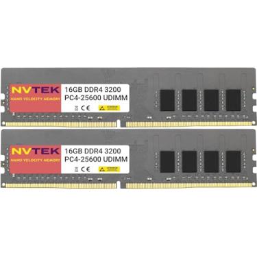 Imagem de NVTEK 32GB (2X16GB) DDR4 3200MHZ PC4-25600 UDIMM 2Rx8 1.2V CL22 288-PIN Non-ECC Unbuffered Desktop PC Memory KIT