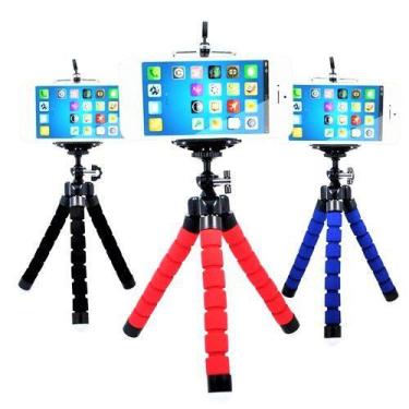 Imagem de Tripé Flexível Giratório  Mini Emborrachado para Suporte Celular, Câma