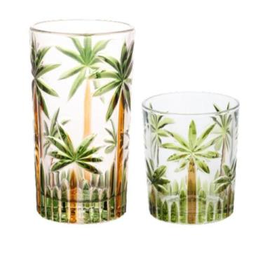 Imagem de Jogo de Copos LongDrink e Wisky 12un de Cristal Palm Tree Rojemac