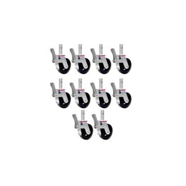 Imagem de Kit Com 10 Rodízios Giratórios Com Freio Para Andaime - JST