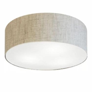 Imagem de Plafon Cilíndrico Md-3019 Cúpula em Tecido 80x15cm Rústico Bege - Bivo